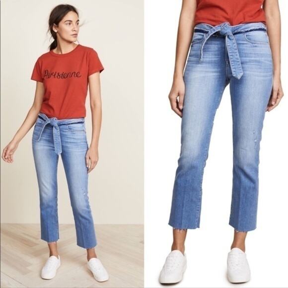 Frame Le High Straight Tie Waist Raw Hem Jeans Size 25 NWOT - Picture 1 of 11